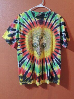 Black Crows Shirt 2008 Men Medium Tie Dye Concert Rock Roll Music Tour Shirt